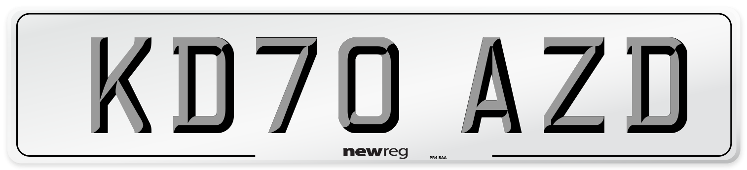 KD70 AZD Number Plate from New Reg